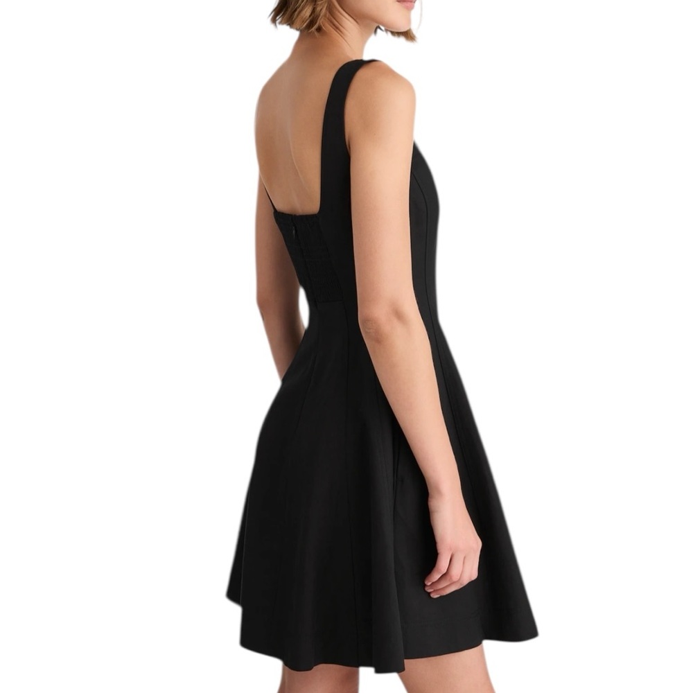 Madewell Seamed Open Squareneck Mini Dress in Jet Black - Picture 3 of 10